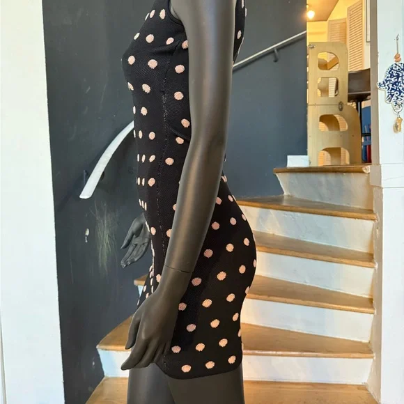 BCBGMaxAzria Black and Cream Polka Dot Mini Dress - Picture 6 of 7